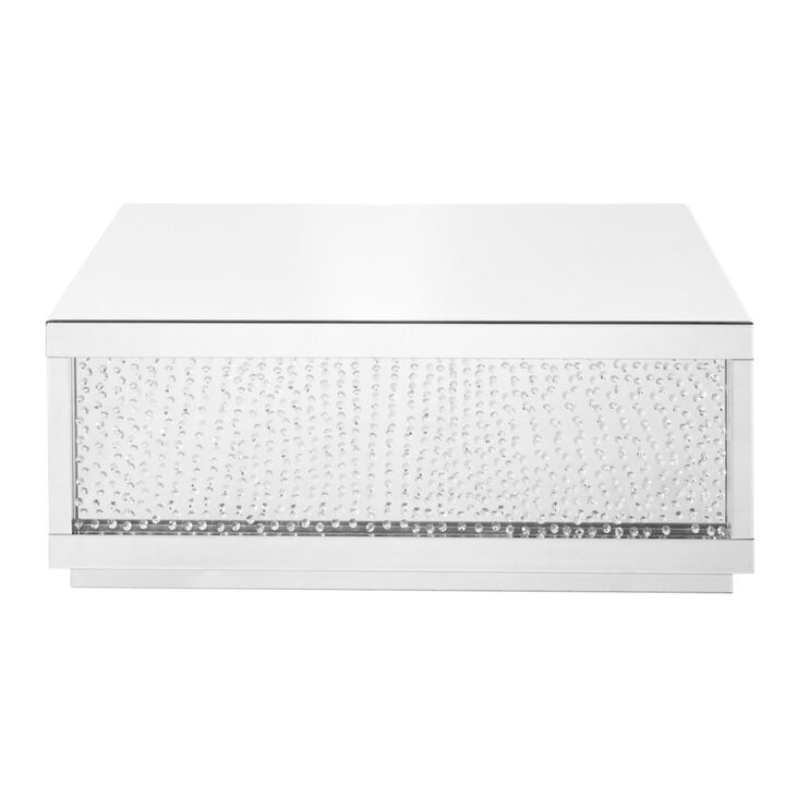 48 inch Rectangle Crystal Coffee Table In Clear Mirror Finish