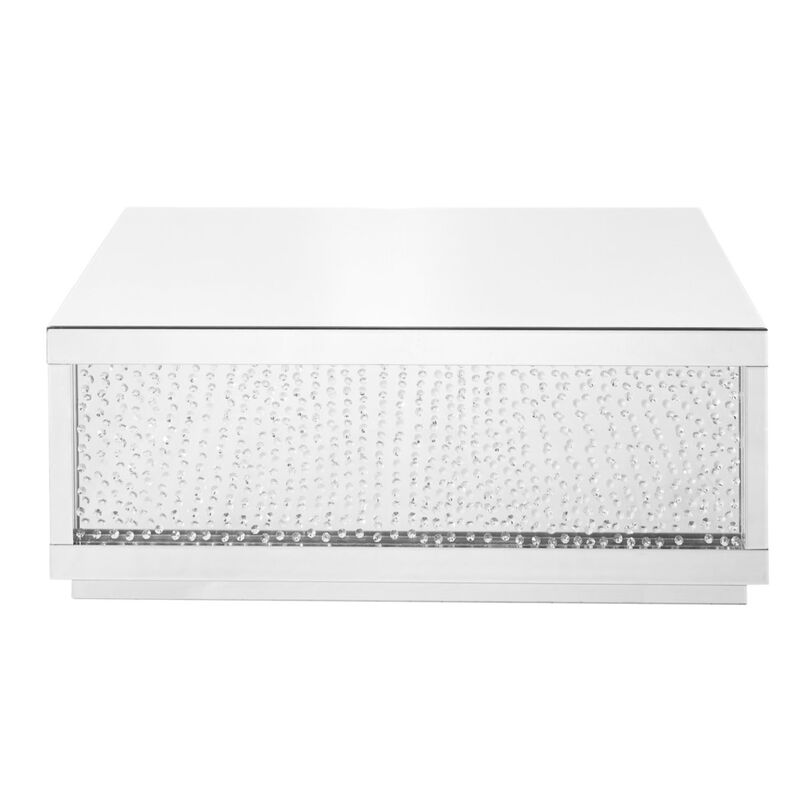 48 inch Rectangle Crystal Coffee Table In Clear Mirror Finish