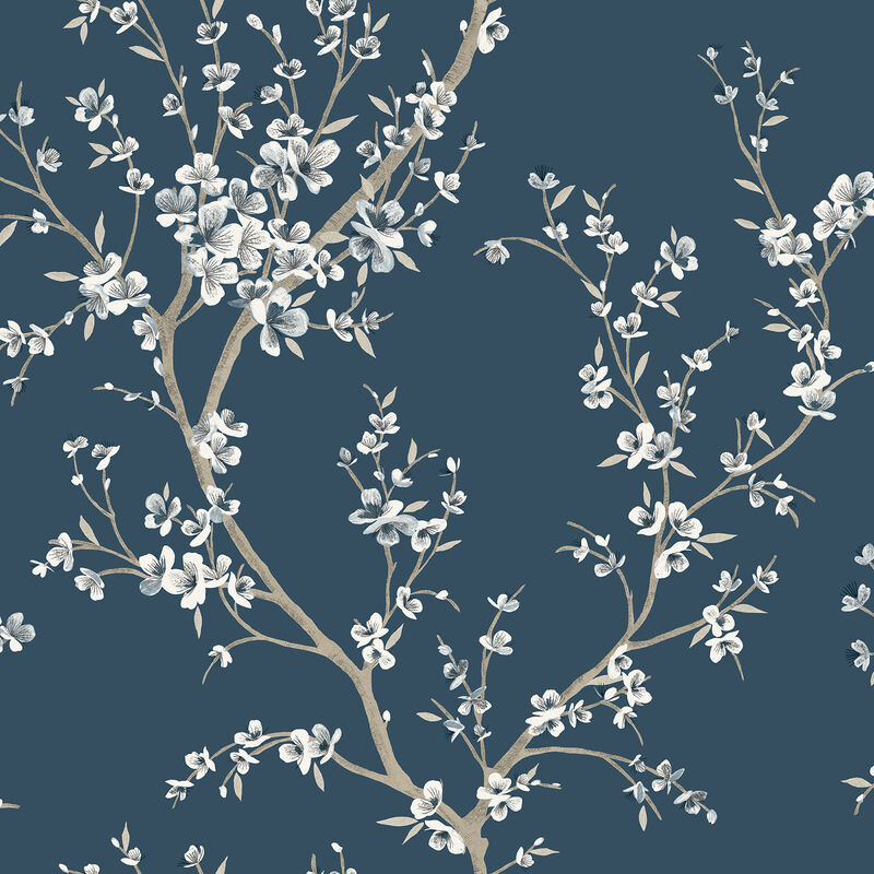 Kaia Blue Flowering Tree Wallpaper image number 0