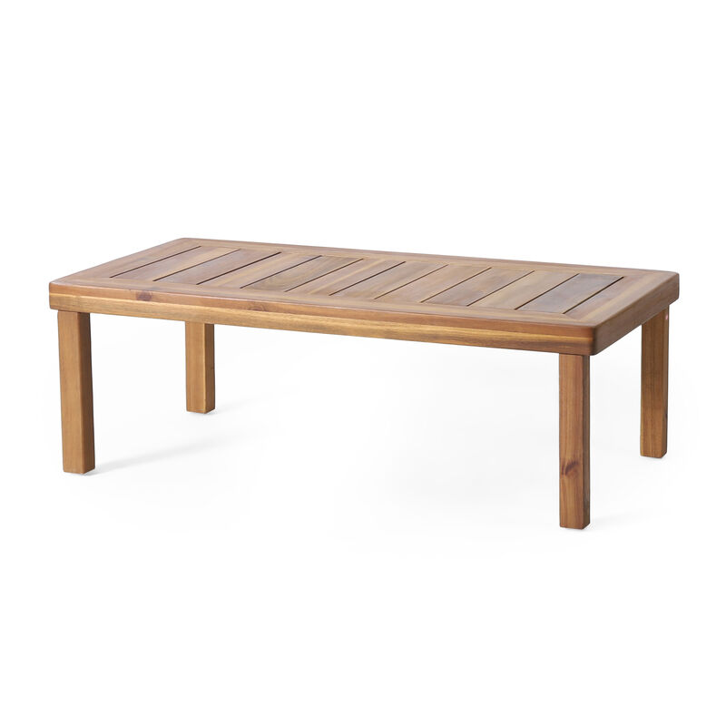 Merax Acacia Wood Loveseat and Coffee Table Set