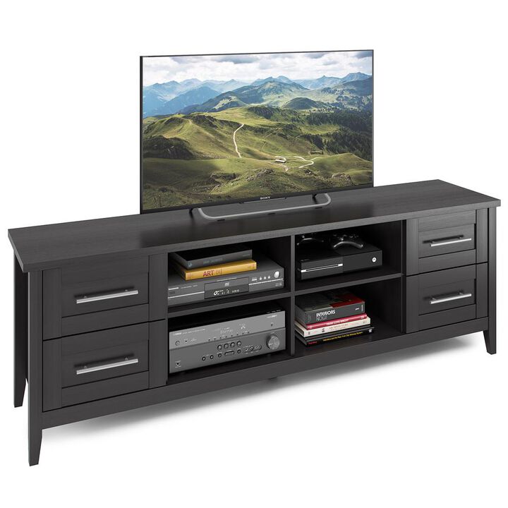 CorLiving Jackson Extra Wide TV Bench in Black Wood Grain Finish, For TVs up to 80