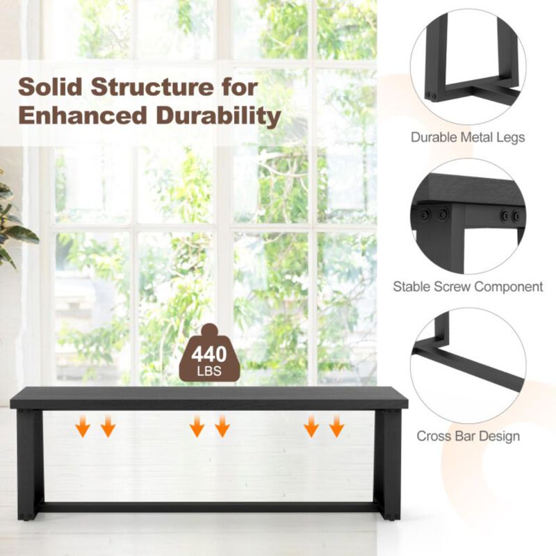 Hivvago Wood Dining Bench with Metal Frame and Adjustable Footpads