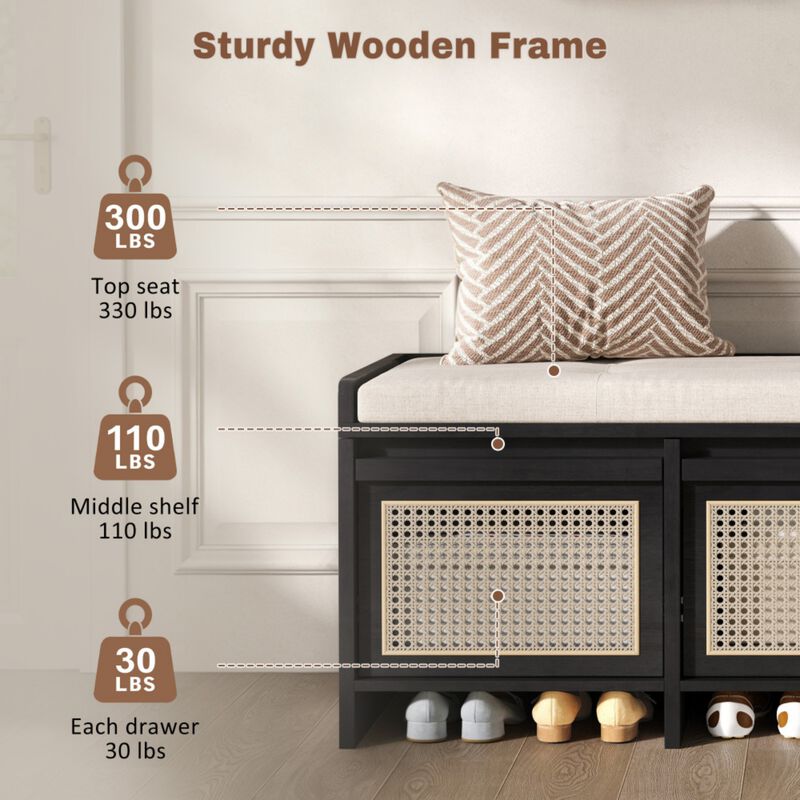 Seckbo Retro Button Tufted Upholstered Storage Bench image number 4