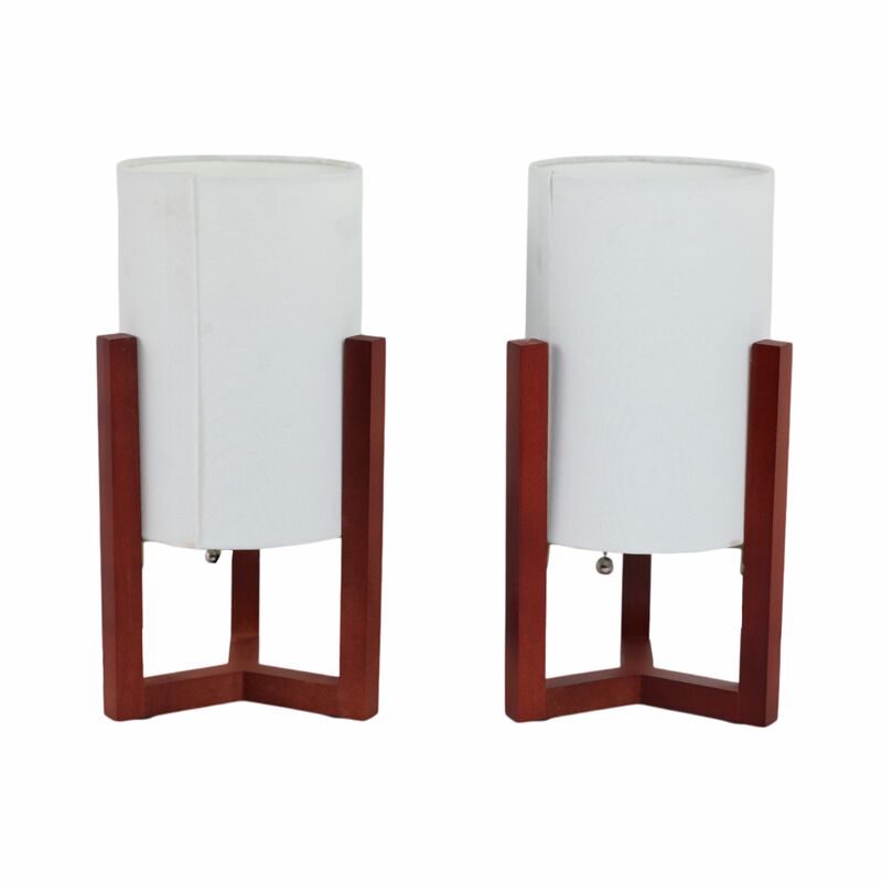 Wood,s/2,15"h,cylnder Tripod Tbl Lamps,cherry/wht image number 3