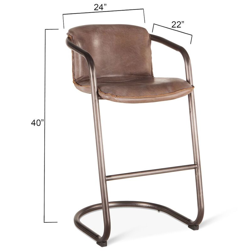 World Interiors Chiavari Bar Chairs in Jet Brown Leather and Steel