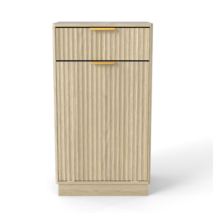 10 Gallon Tilt Out Trash Can Cabinet with Pull Out Bin Oak Finish
