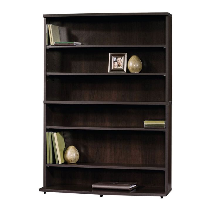 Hivvago Contemporary 6-Shelf Bookcase Multimedia Storage Rack Tower in Brown Finish