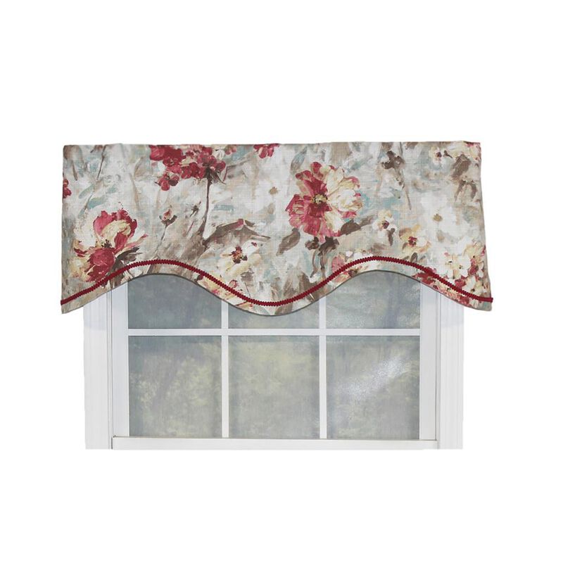 RLF Home Tia Cornice Valance Primrose. 3" Rod Pocket, Elevated trim décor. 50"W X 17"L