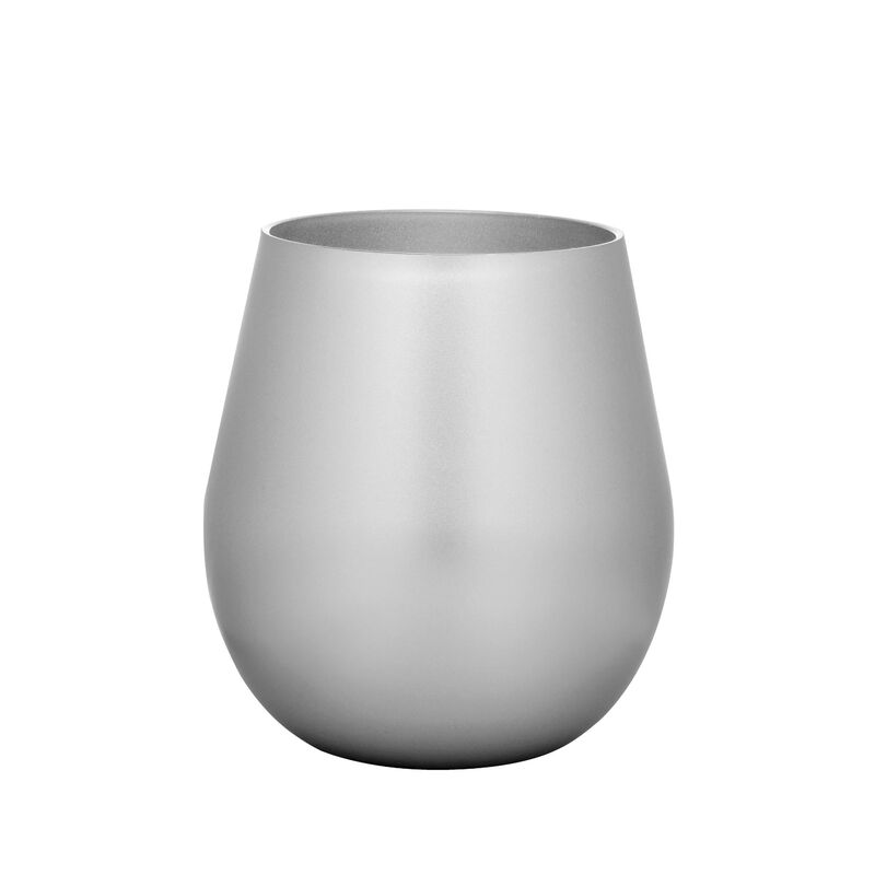 HomeRoots Set of Four Silver Acrylic Stemless All Purpose Wine Glass image number 0