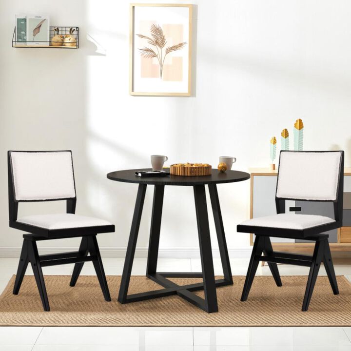 Hivvago Swivel Wooden Dining Chair Set of 2 with Rubber Wood Frame and Padded Seat-Black