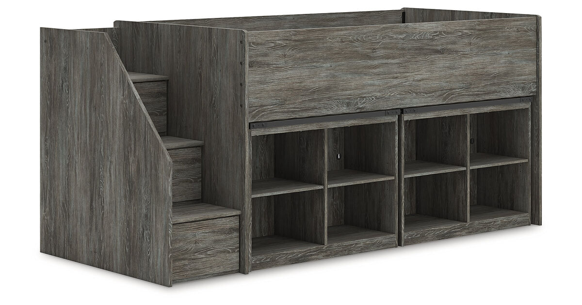Frandern Twin Loft Bed with Bookcase Storage
