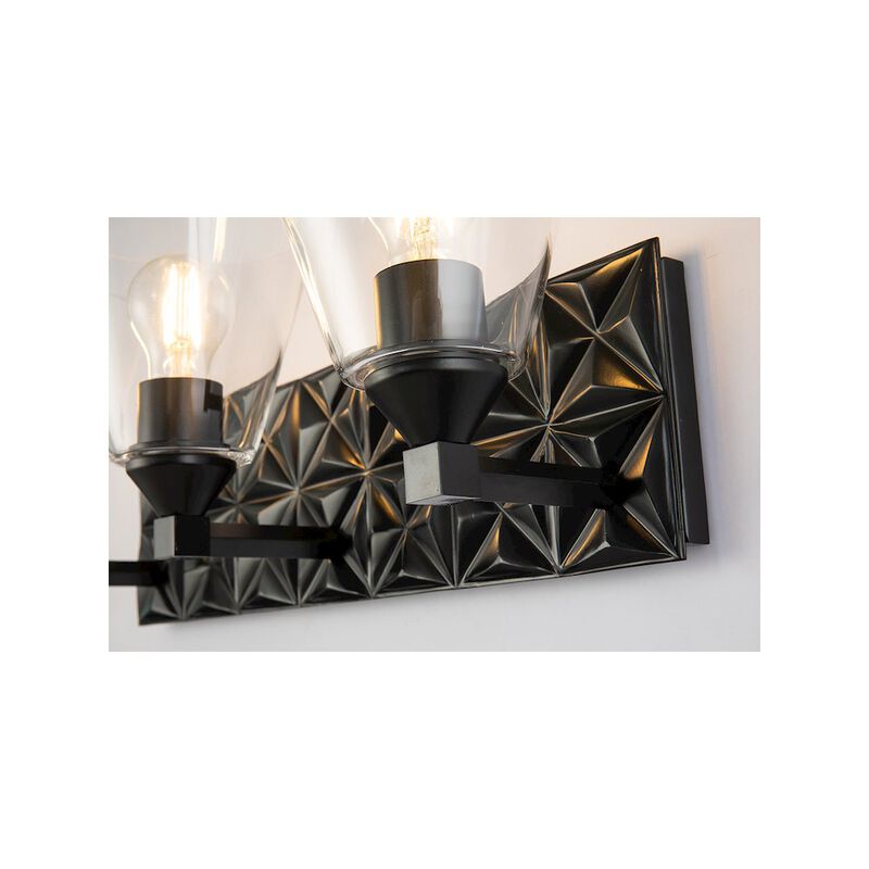 Lucas McKearn Alpha 3 Light Vanity Light With Glass in Matte Black