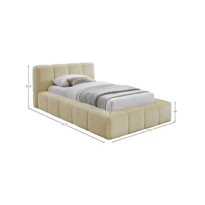 Meridian Furniture Carlin Beige Chenille Fabric Twin Bed