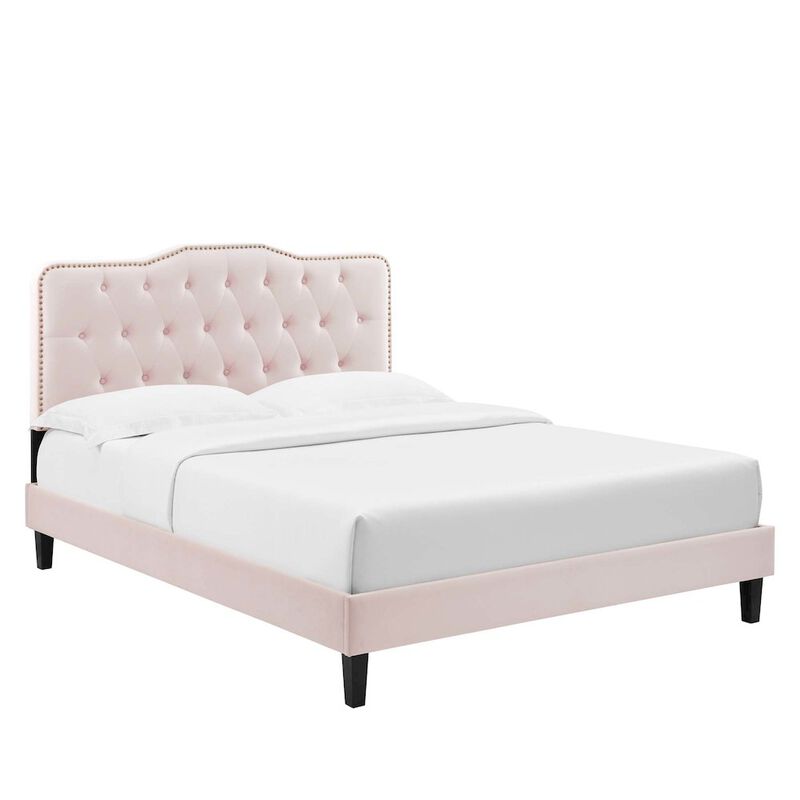 Amber Performance Velvet Queen Platform Bed image number 0