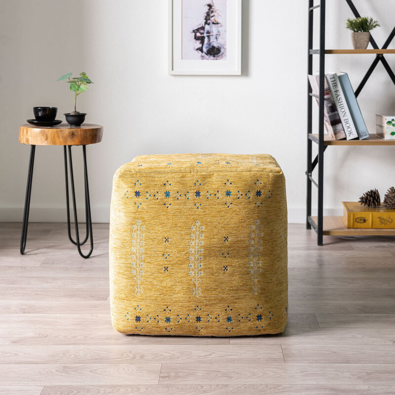 Soft Polyester Blend Pouf Ottoman for Floor Seating and Home Decor