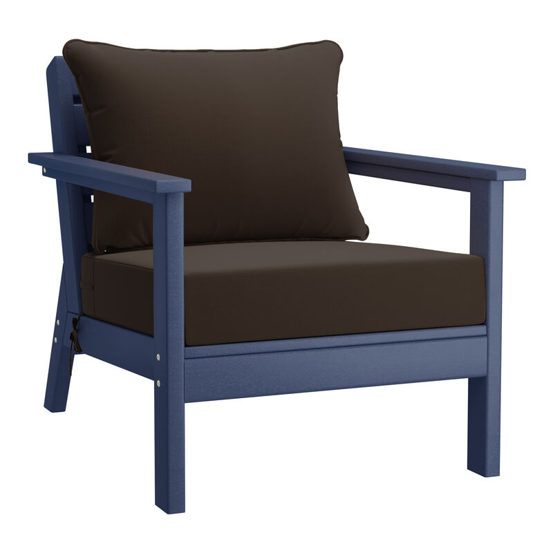 WestinTrends Outdoor Modern HDPE Patio Club Chairs with Deep Seat Cushions (Set of 2)