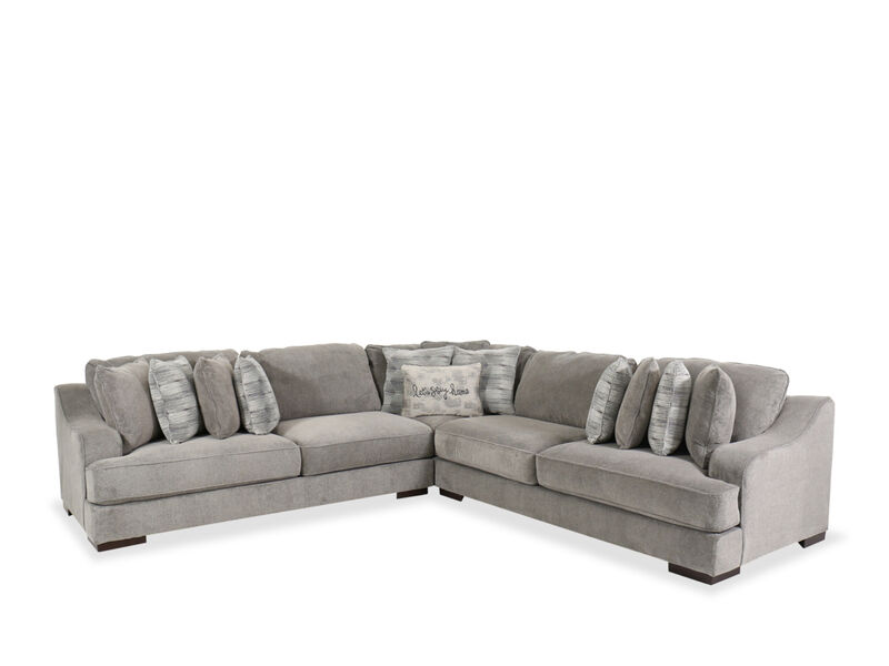 Ashley Bayless Three-Piece Sectional in grey fabric upholstery with 11 pillows image number 1