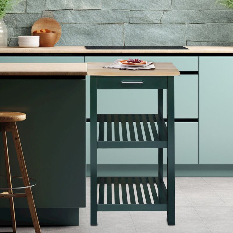 American Trails Sunrise Kitchen Island with Solid Wood Top, Hunter Green