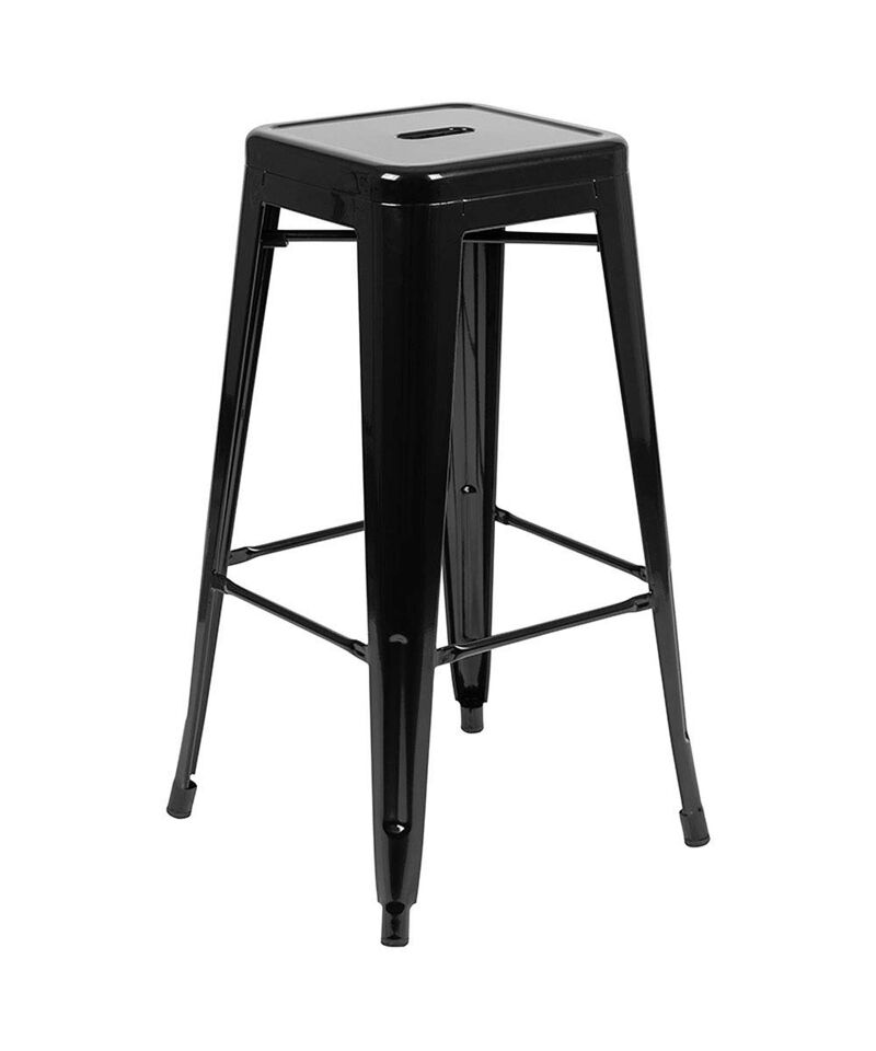Flash Furniture Lily 30" High Metal Indoor Bar Stool in Black - Stackable Set of 4
