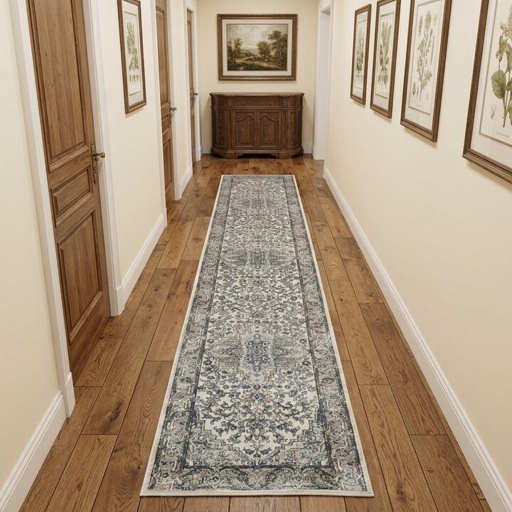 HomeRoots Medallion Distressed Runner Rug