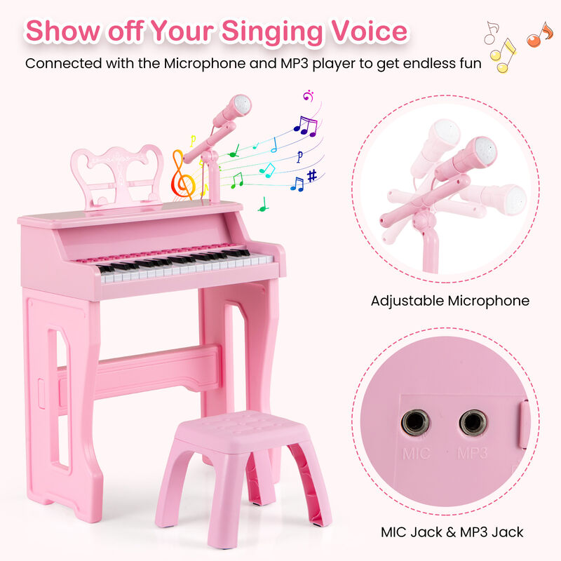 37 Key Children&rsquo;s Piano Keyboard with Microphone and Removable Music Stand image number 4