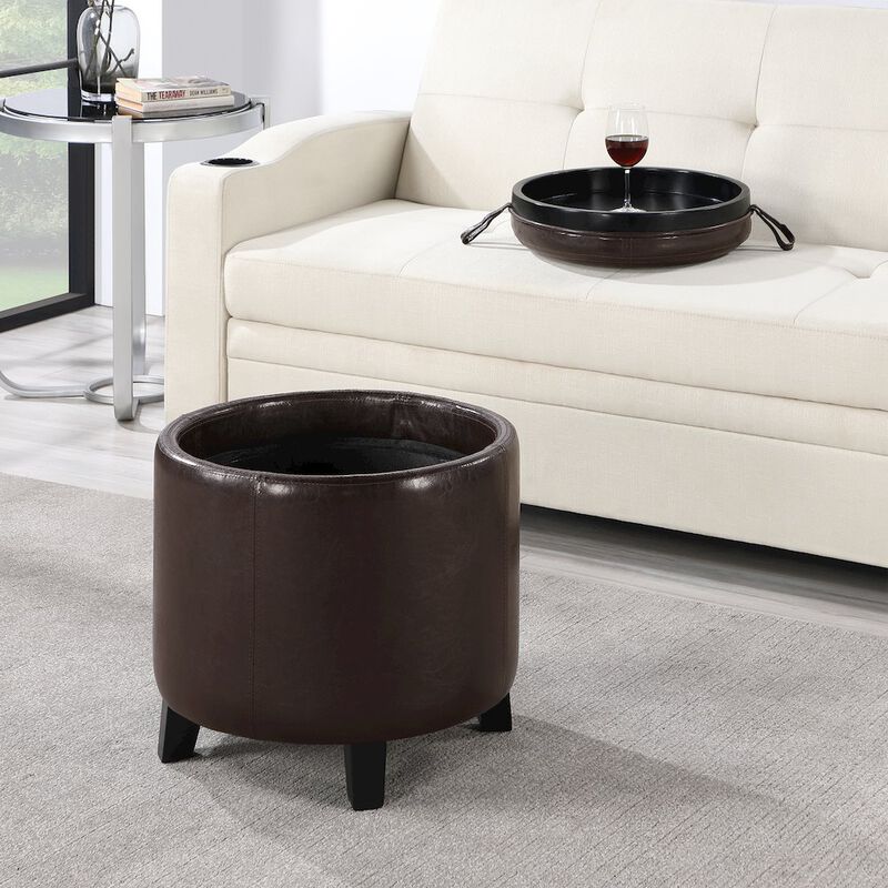 Convenience Concepts Designs4Comfort Oscar Storage Ottoman with Reversible Tray