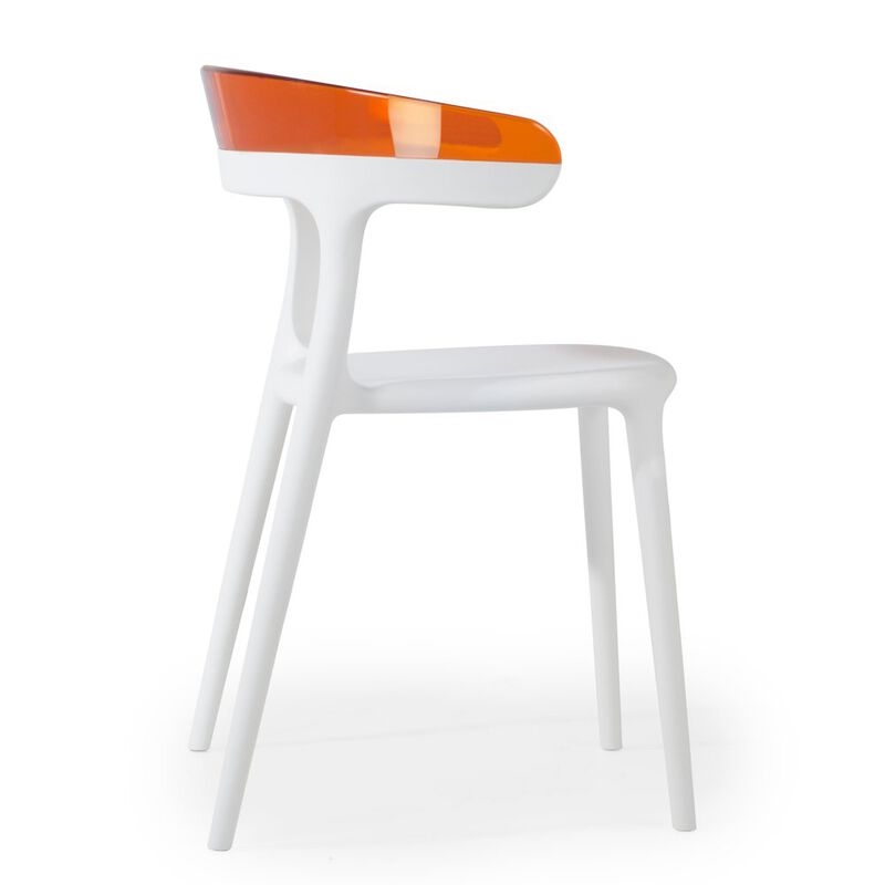 Omax Decor Mia Resin Patio Dining Chair in White and Orange - (Set of 2)