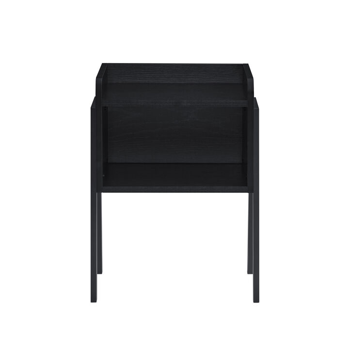 Kazuyo Mid-Century Modern Black Metal Two-Tier End Side Table