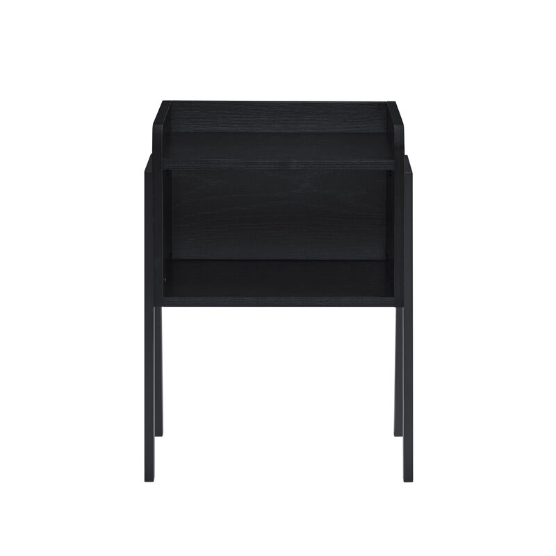 Kazuyo Mid-Century Modern Black Metal Two-Tier End Side Table