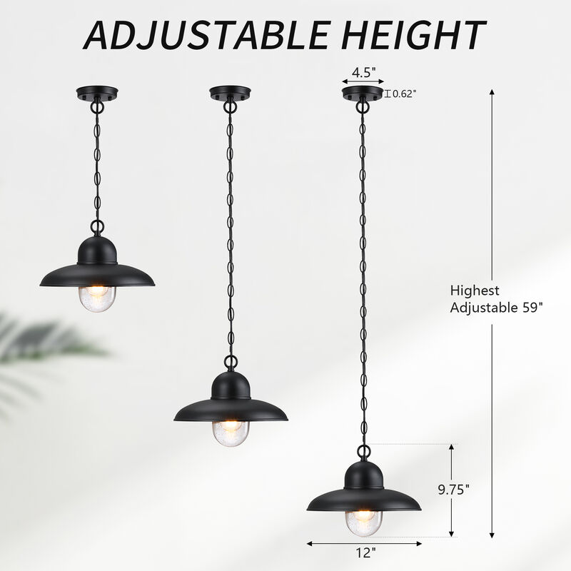 1-Light Black Outdoor Pendant Light image number 4