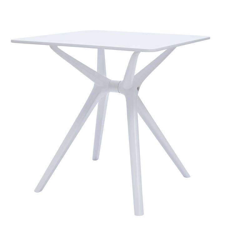 Filia 29 Inch Outdoor Dining Table, Rectangular Top, Tapered Legs, White