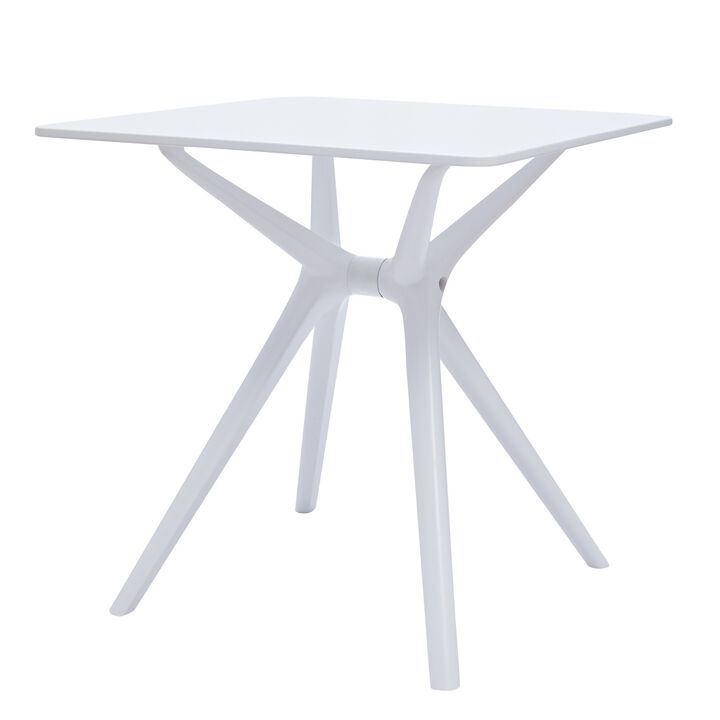 Filia 29 Inch Outdoor Dining Table, Rectangular Top, Tapered Legs, White - Benzara