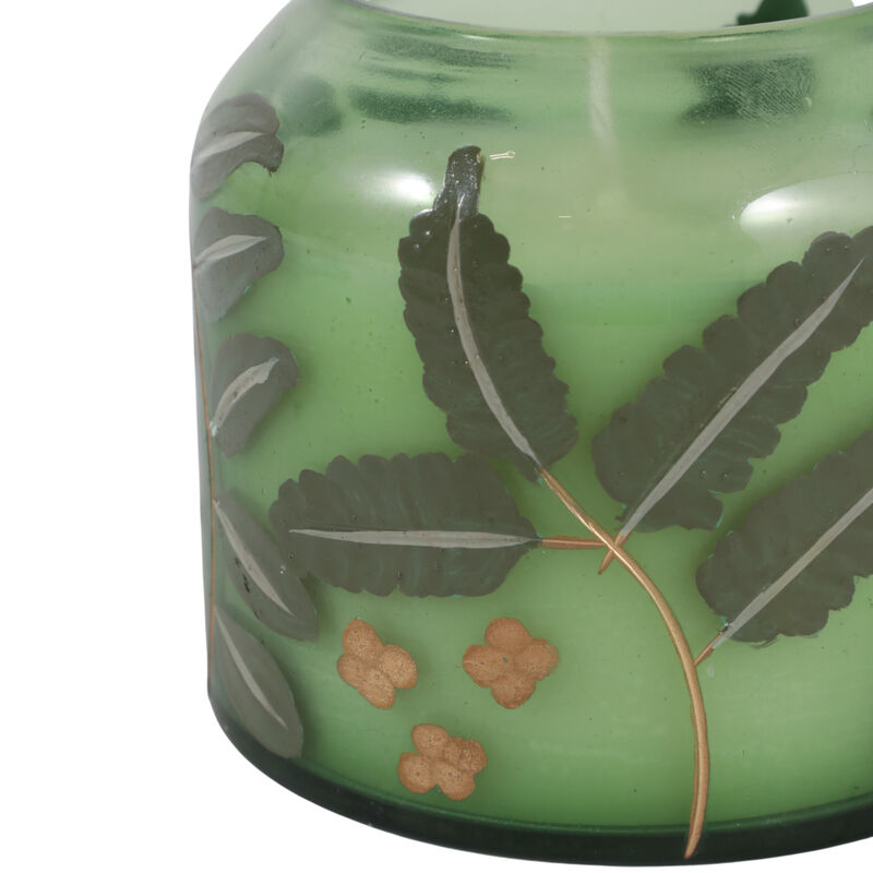 4" 12 Oz Gardenia Floral Pattern Candle, Green image number 5
