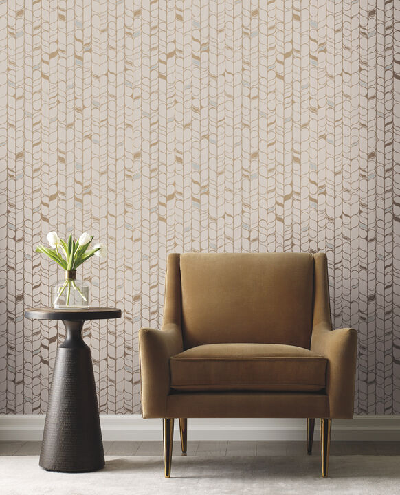 Perfect Petals Beige & Gold Wallpaper