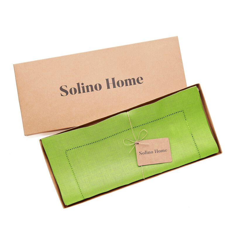 Solino Home Classic Hemstitch 100% Linen Table Runner &ndash; Handcrafted, Machine Washable, Perfect for Holiday and Everyday Dining