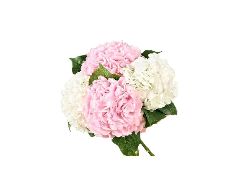 4 Pack Real Touch Hydrangea Artificial Flowers Pink White Fake 21 Lifelike Latex image number 0
