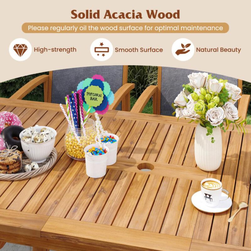 Hivvago 9 Pieces Acacia Wood Patio Dining Set for 6-8