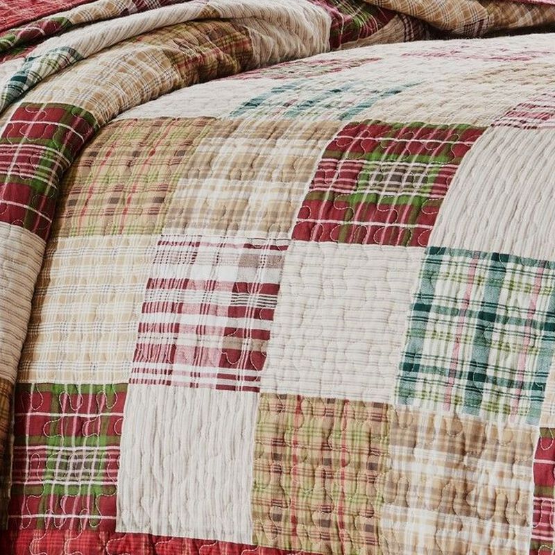 Evi Twin Quilt Set with 1 Pillow Sham, Multicolor Patchwork - Benzara