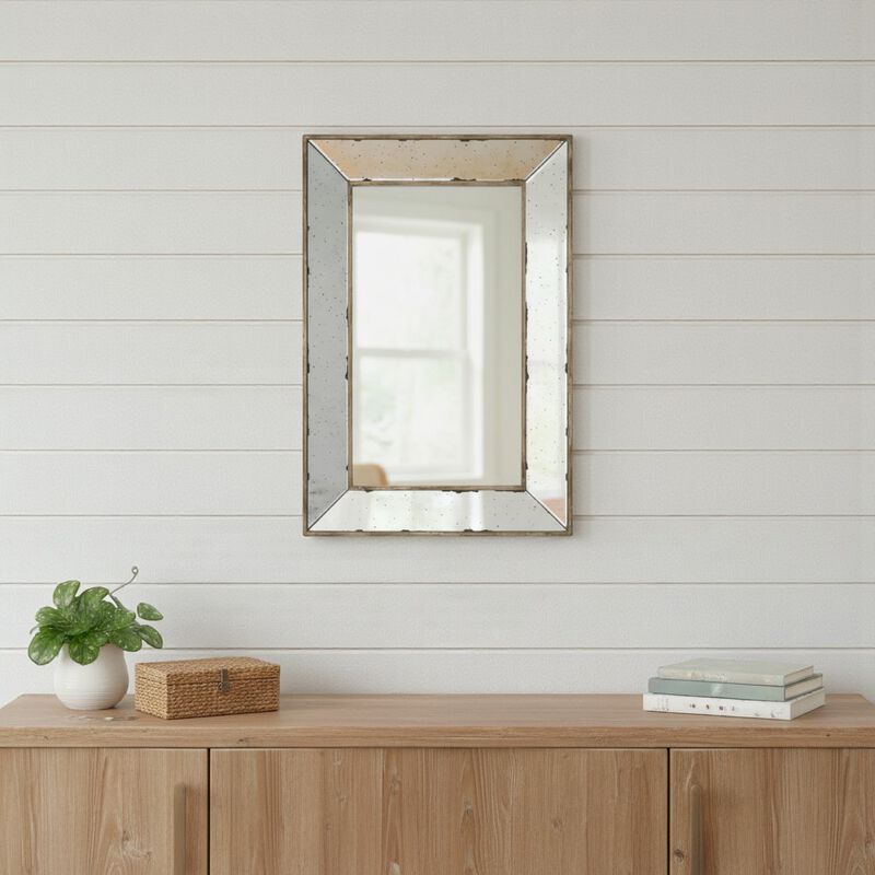 HomeRoots 20" Silver Framed Antiqued Accent Mirror image number 1
