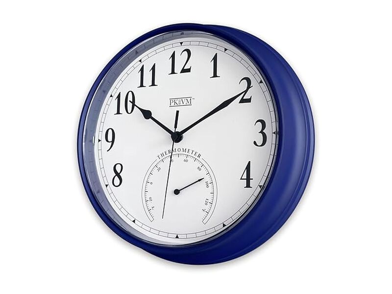 Kmok Tub Thermometer Use Blue Sweep Wall Clock 9 Inch Silent Battery Operated image number 0