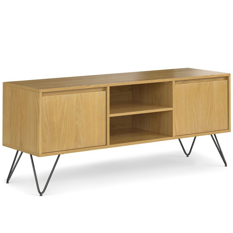 Simpli Home Hunter Tv Media Stand In Oak Veneer