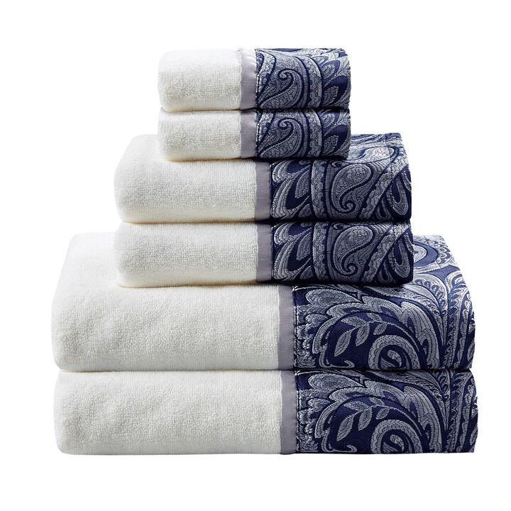 Gracie Mills Thornton 6-Piece Cotton Terry Jacquard Towel Set 550 GSM