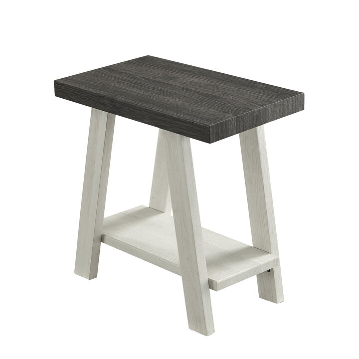 Streamdale Two-Tone Wood Shelf Side Table in Weathered Charcoal and Beige