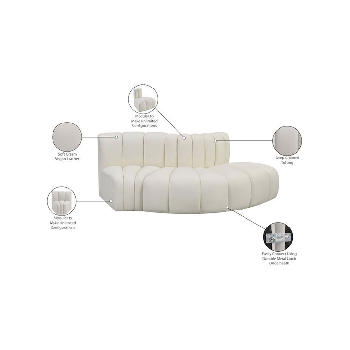 Meridian Furniture Arc Cream Vegan Leather Modular Sofa