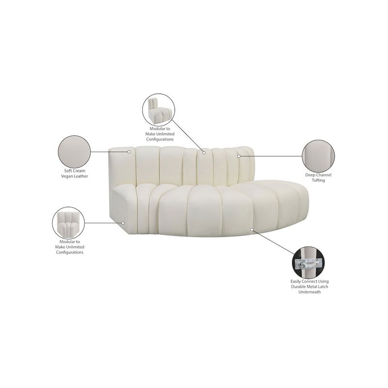 Meridian Furniture Arc Cream Vegan Leather Modular Sofa