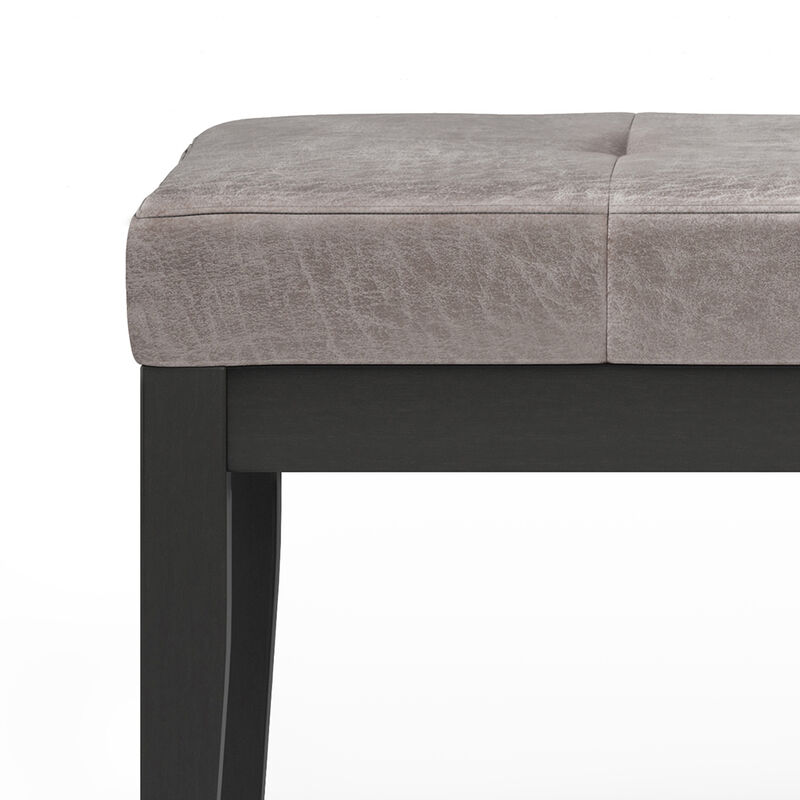 Lacey Tufted Ottoman Bench in Distressed Grey Taupe Faux Leather image number 3