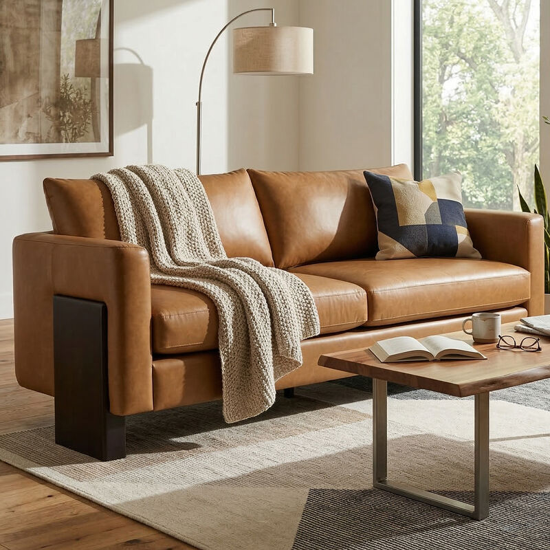 Merax Elegant PU loveseat with Architectural Integrated Armrests image number 2