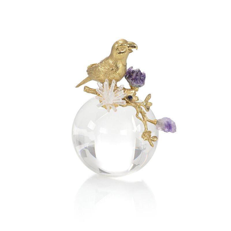 Brass Parrot and Amethyst Sculpture II image number 0
