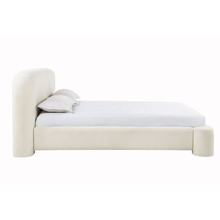 Best Master Furniture Upholstered Burlap Platform Bed Frame, Queen, Cream