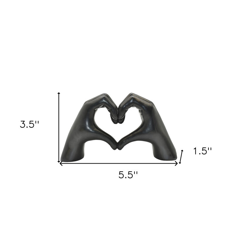 HomeRoots 4" Black Resin Heart Hands Tabletop Sculpture image number 5
